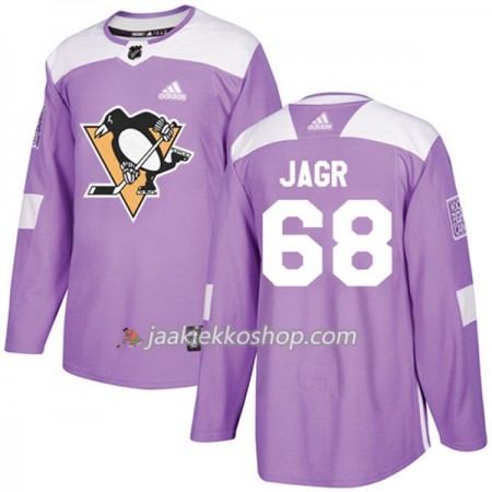 Miehille NHL Pittsburgh Penguins Pelipaita Jaromir Jagr 68 Adidas 2017-2018 Violetti Fights Cancer Practice Authentic
